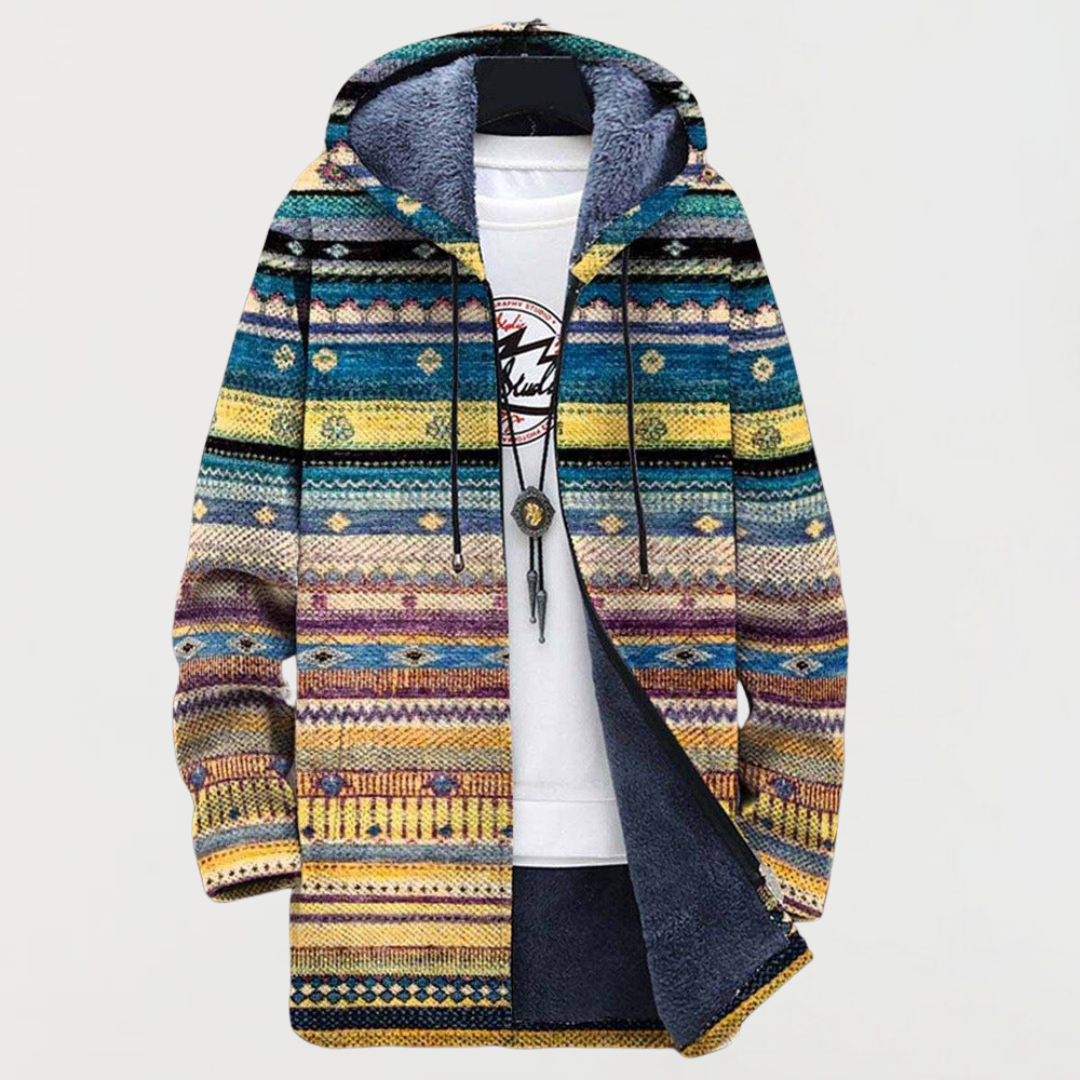 Cardigan with Wavy Tribal Pattern