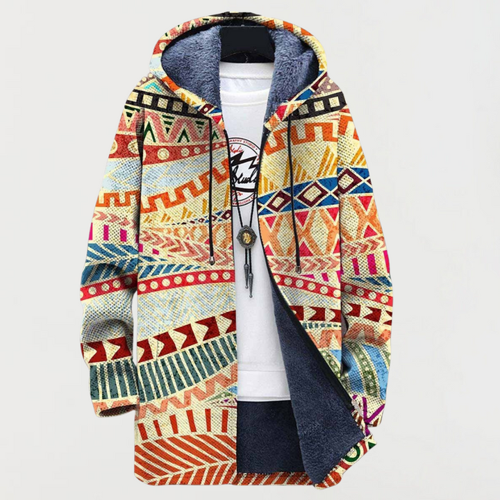 Cardigan with Fusion Ethnic Pattern