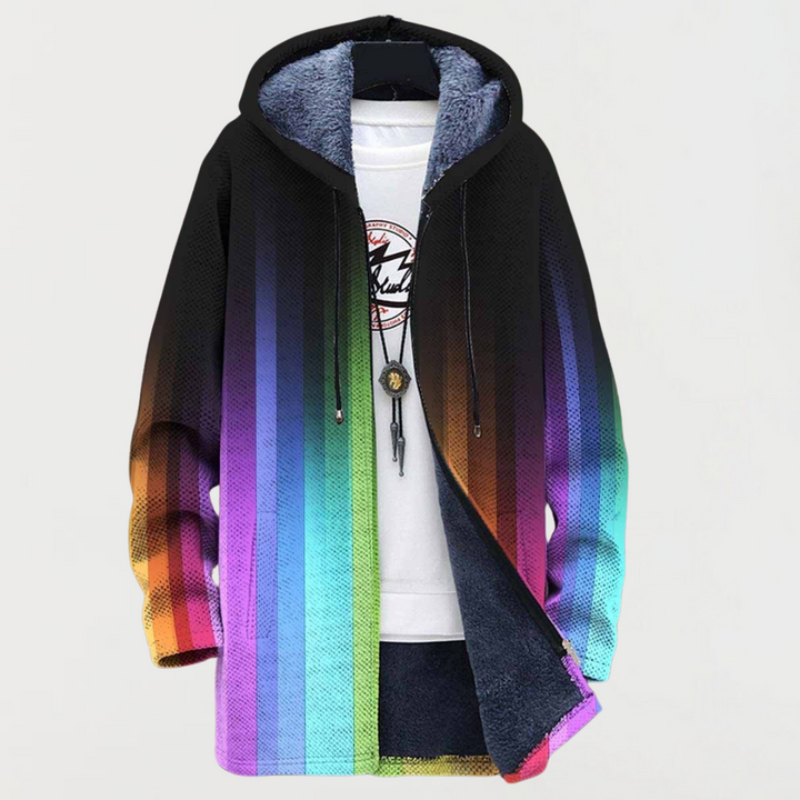 Cardigan with Rainbow Stripe Pattern