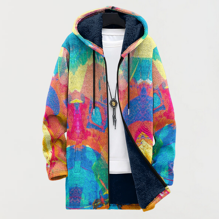 Cardigan with Colourful Artistic Pattern