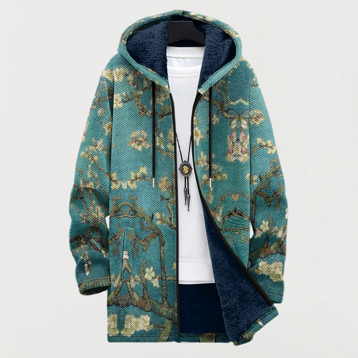 Cardigan with Artistic Floral Design
