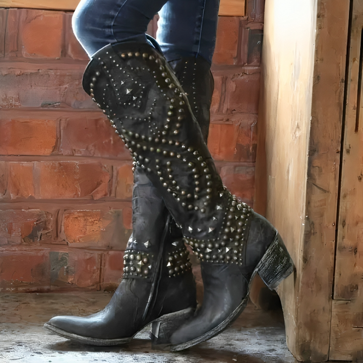 Rufa | Studded Western Knee-High Boots