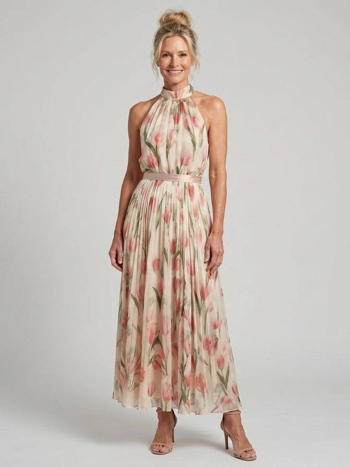 Aurelle Halter Neck Floral Midi Dress