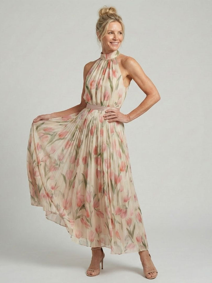 Aurelle Halter Neck Floral Midi Dress