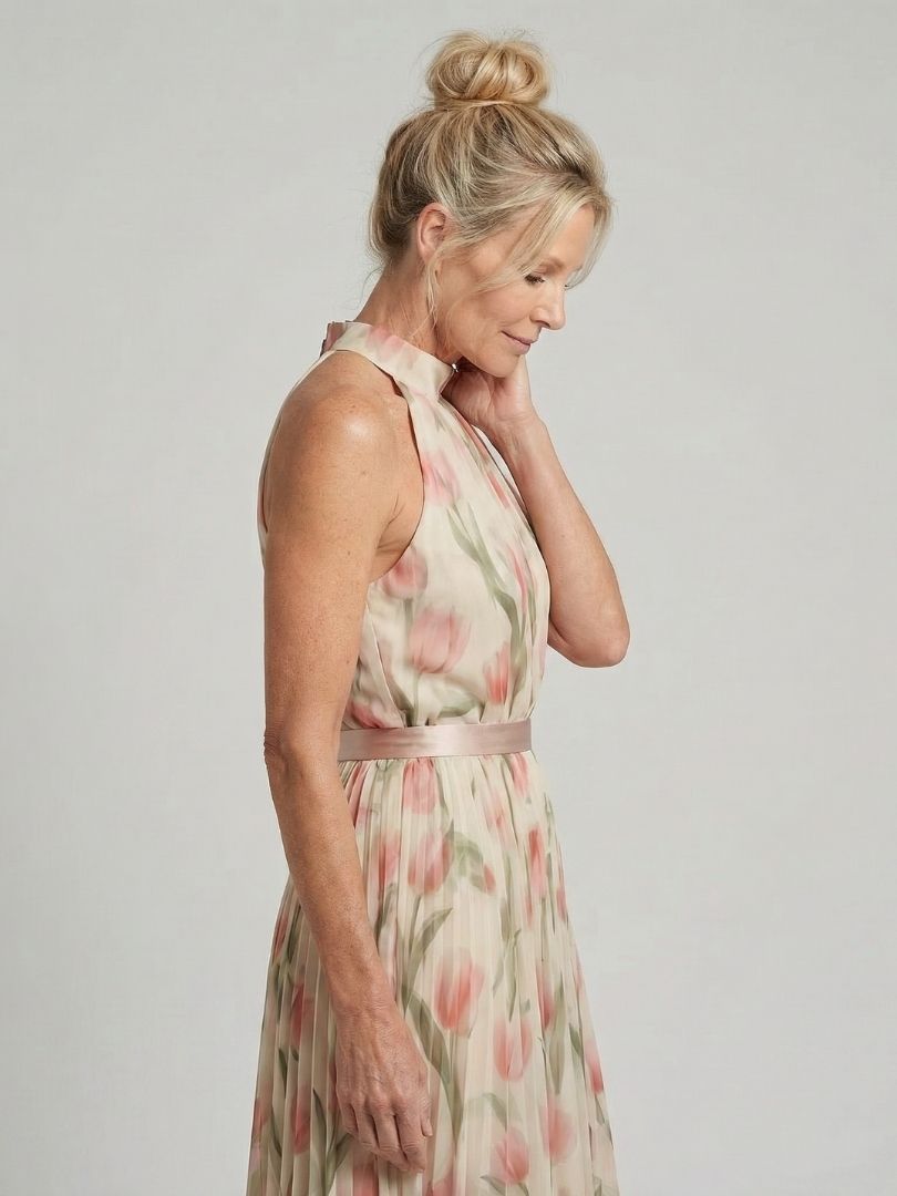 Aurelle Halter Neck Floral Midi Dress