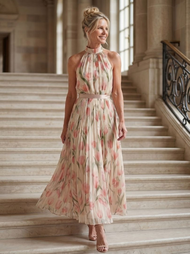 Aurelle Halter Neck Floral Midi Dress
