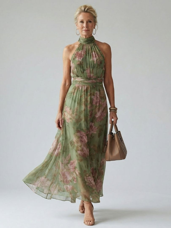 Mirelle Gathered Halter Midi Dress