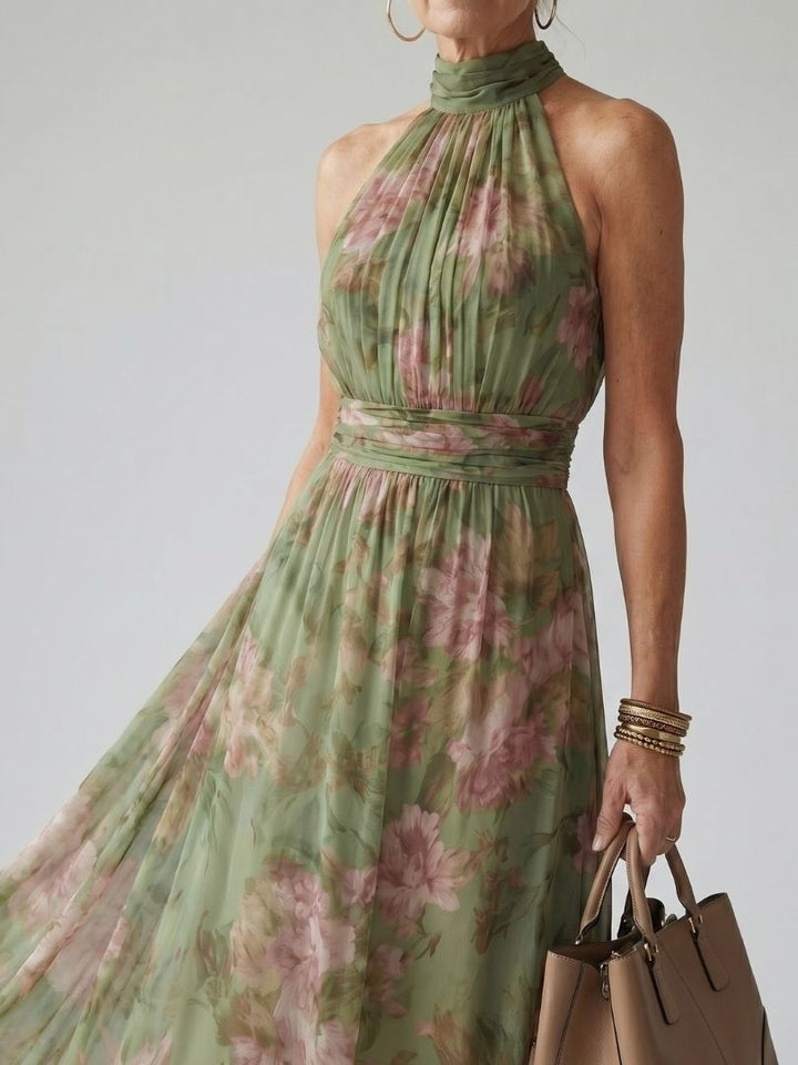 Mirelle Gathered Halter Midi Dress