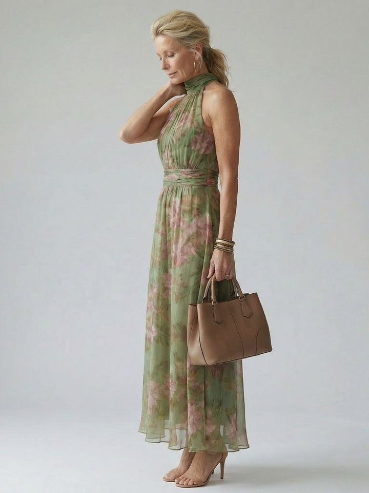 Mirelle Gathered Halter Midi Dress