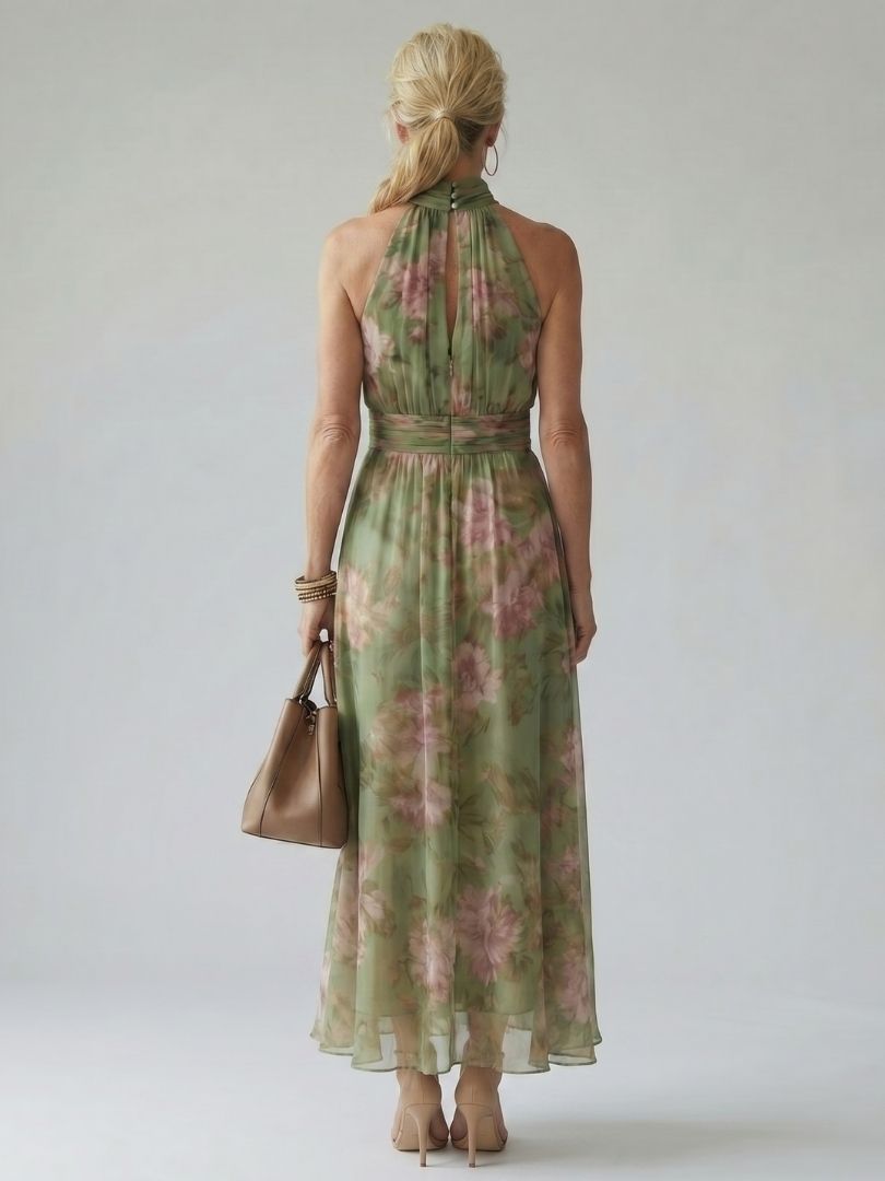 Mirelle Gathered Halter Midi Dress
