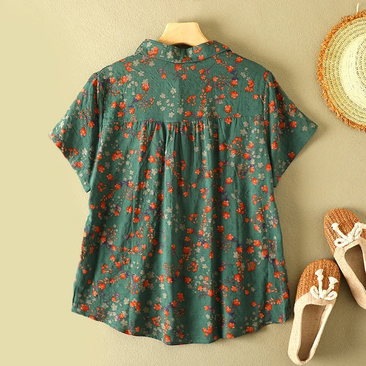 Olive Vintage Floral Summer Shirt