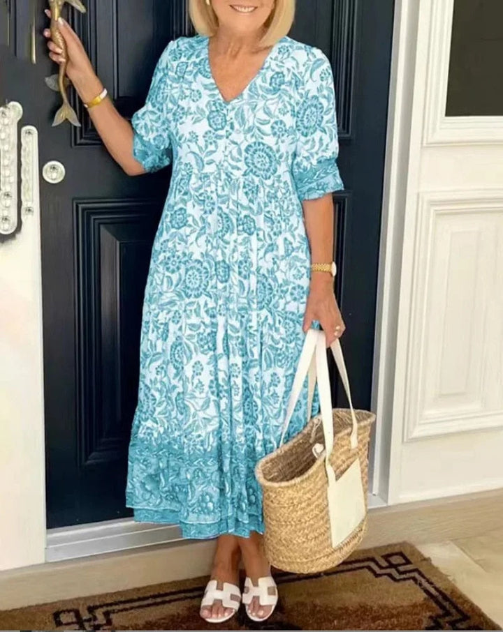 Penelope Elegant Floral V-Neck Dress