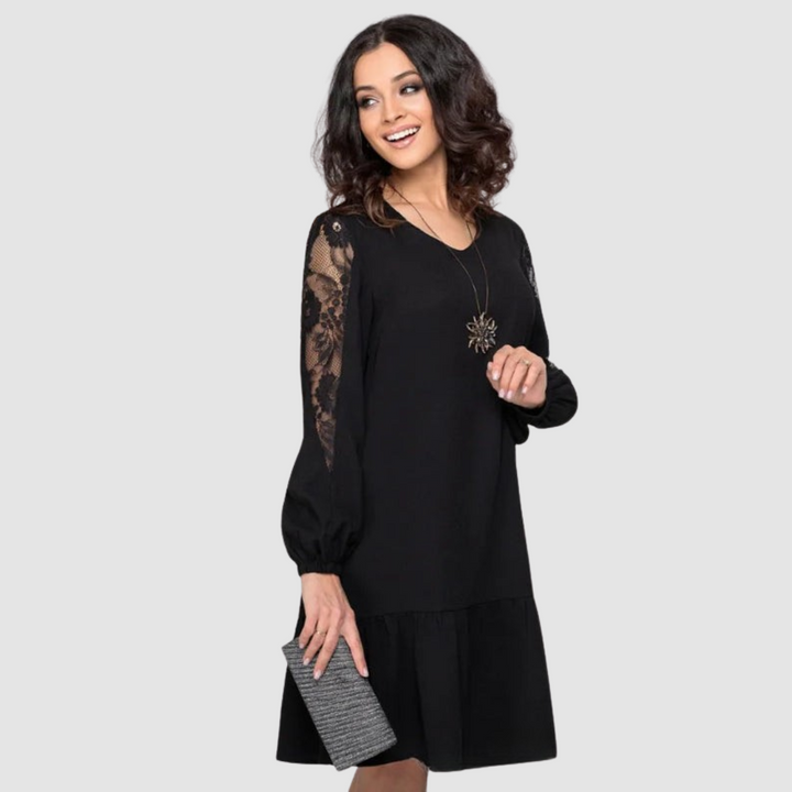 Mina Elegant Lace Sleeve Midi Dress