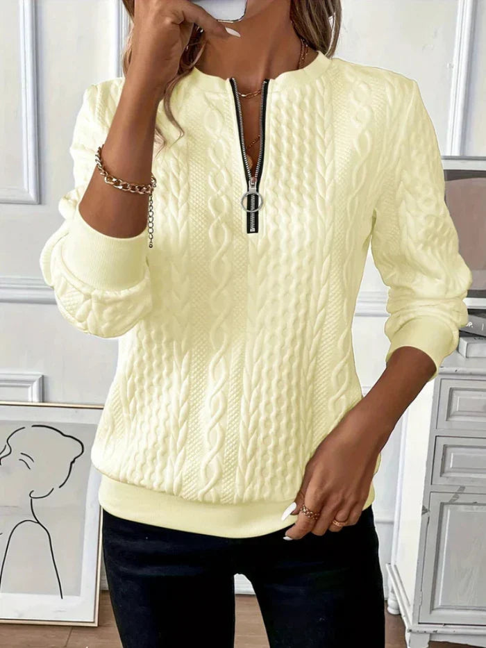 Norabelle | Cable Knit Zip Jumper