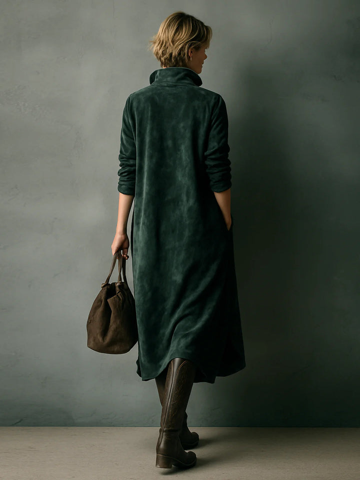 Elvira Relaxed Velvet Dress with Pockets