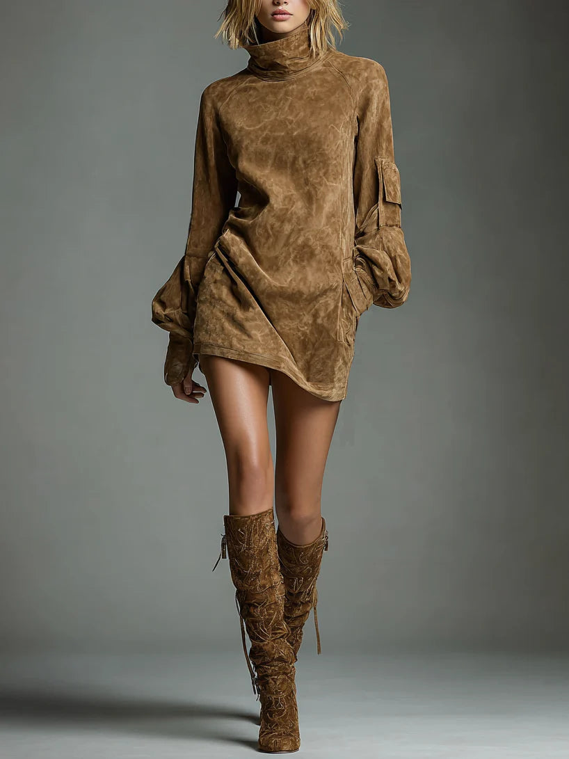 Louise Vintage Turtleneck Mini Dress