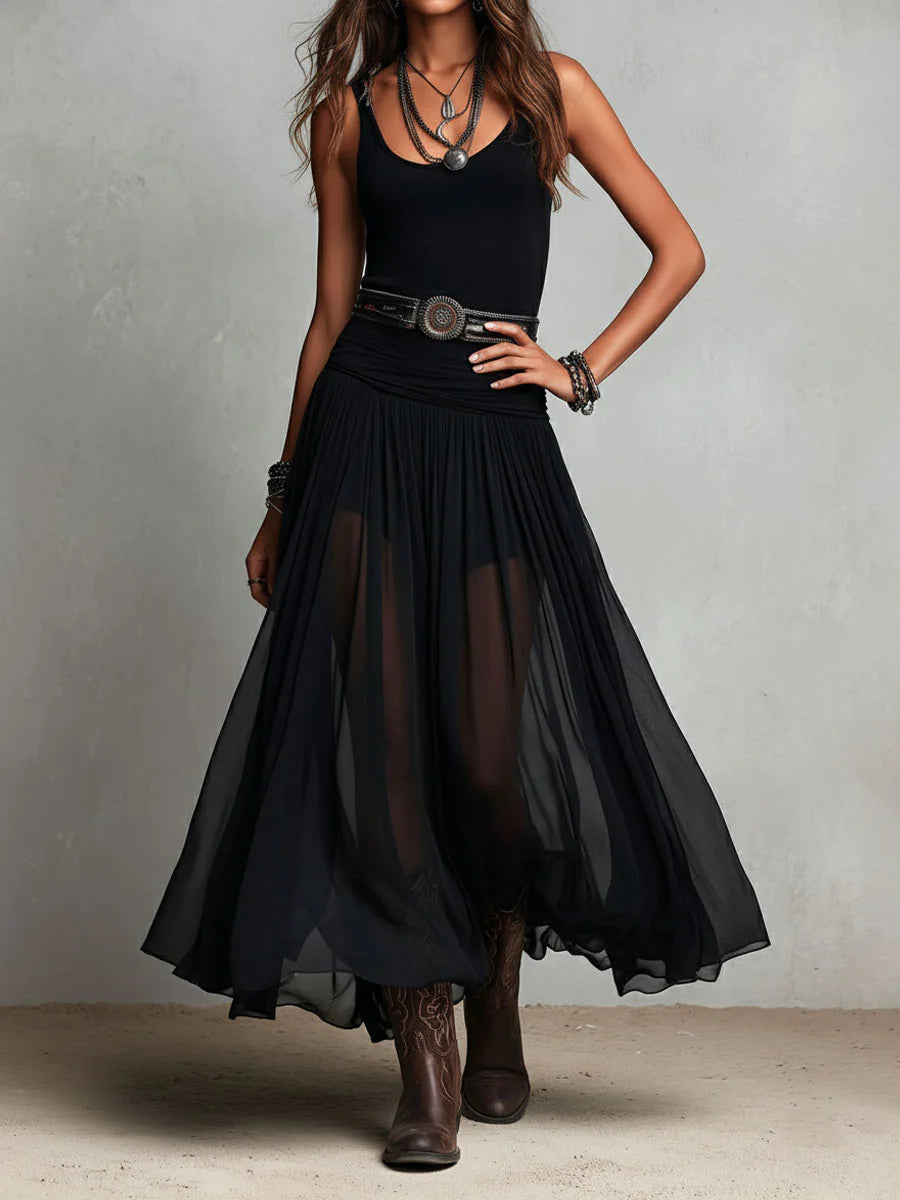 Lyndsay Skirt Maxi Dress with Belt