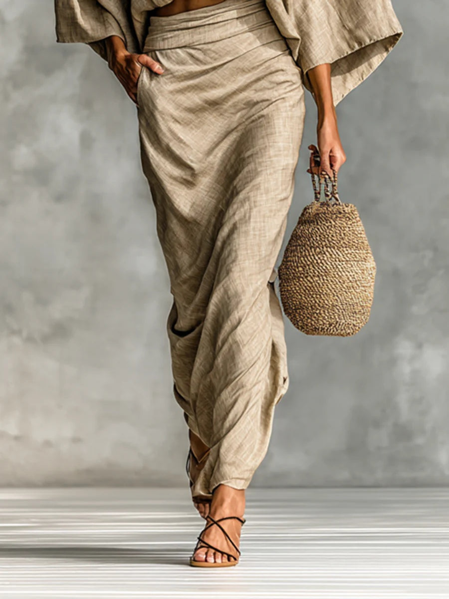 Long Bat Sleeve Skirt Two-piece Set