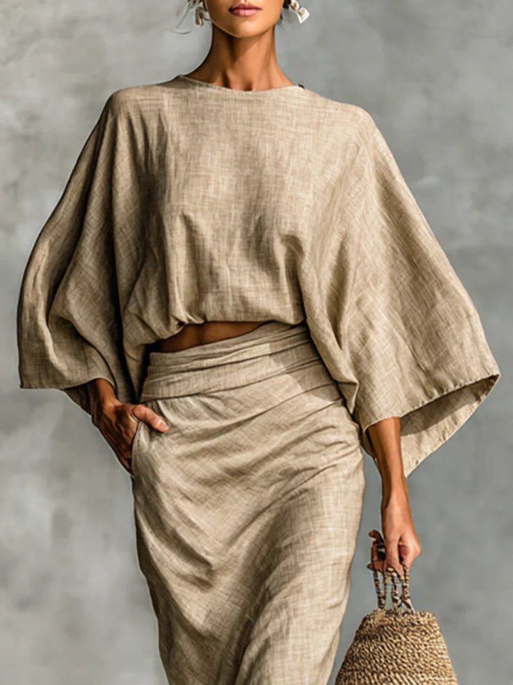 Long Bat Sleeve Skirt Two-piece Set
