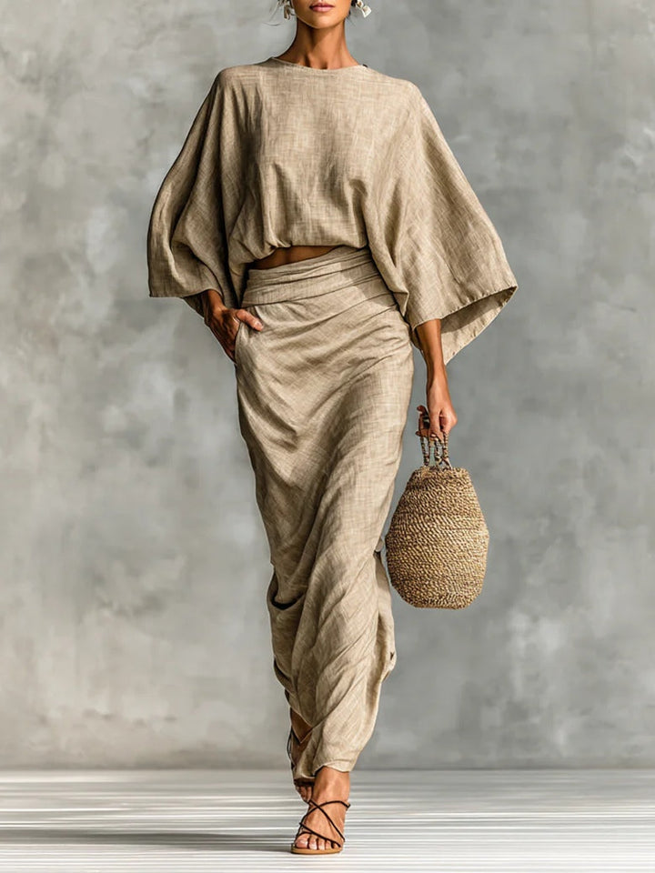 Long Bat Sleeve Skirt Two-piece Set