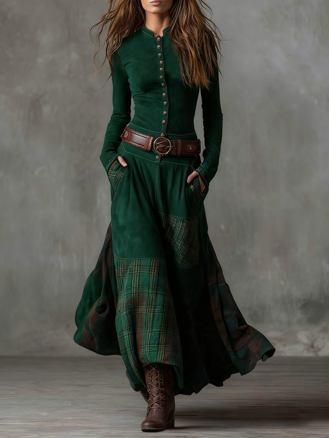 Izabella Suede Maxi Dress + Free Belt