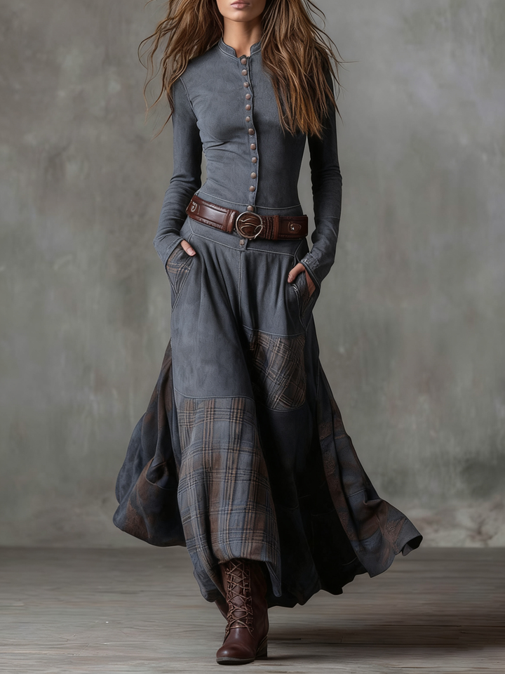 Izabella Suede Maxi Dress + Free Belt