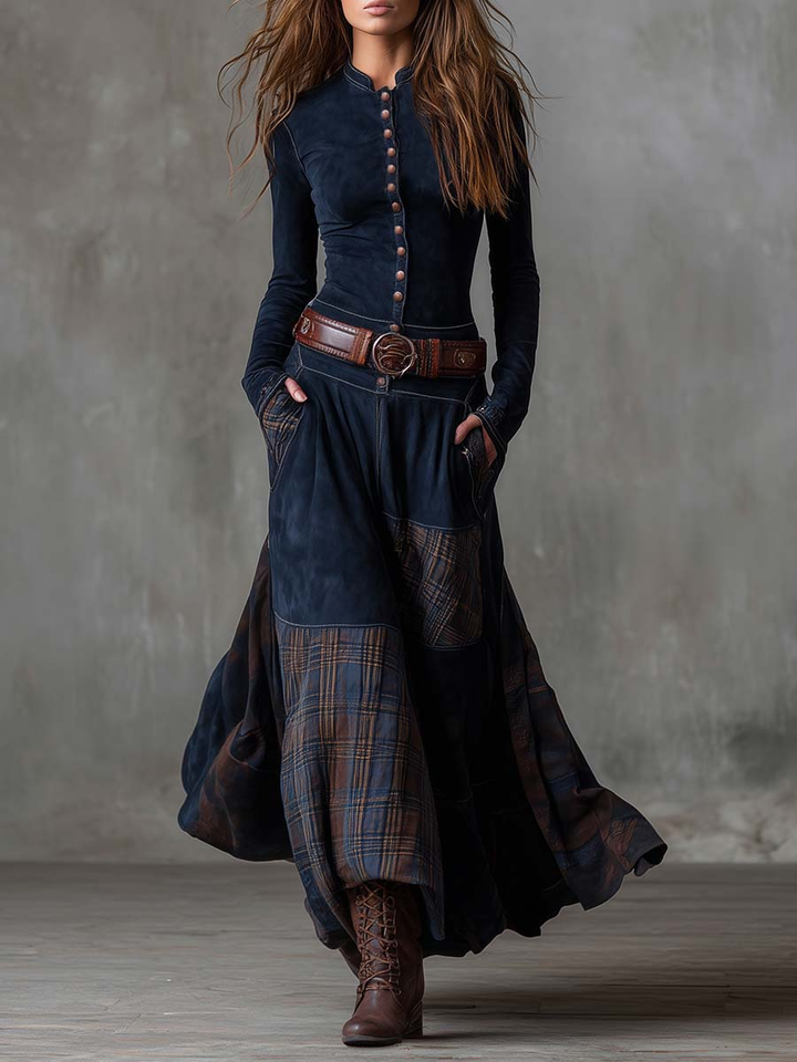 Izabella Suede Maxi Dress + Free Belt