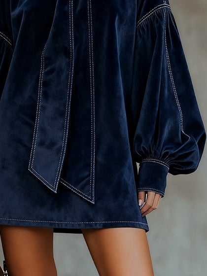 Trinidad | Mini Velvet Dress with Bow