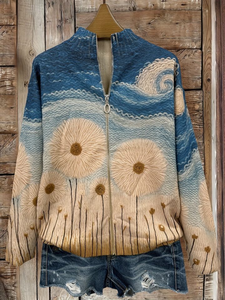 Yolanda | Dandelion Meadow Quilted Zip Cardigan