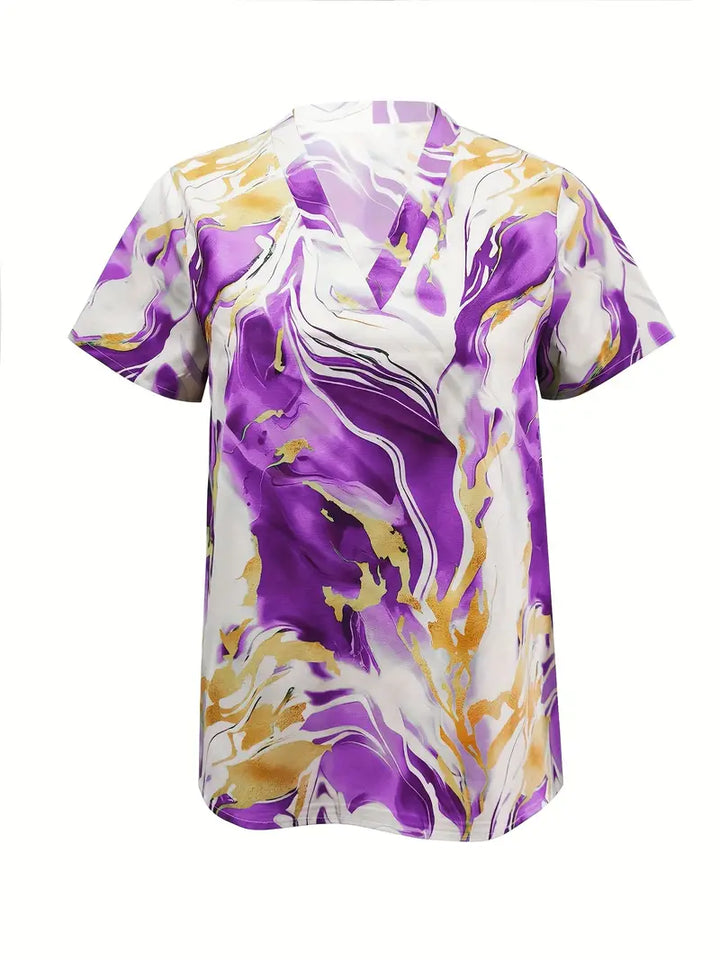 Mildred Marble Print Short Sleeve Shirt