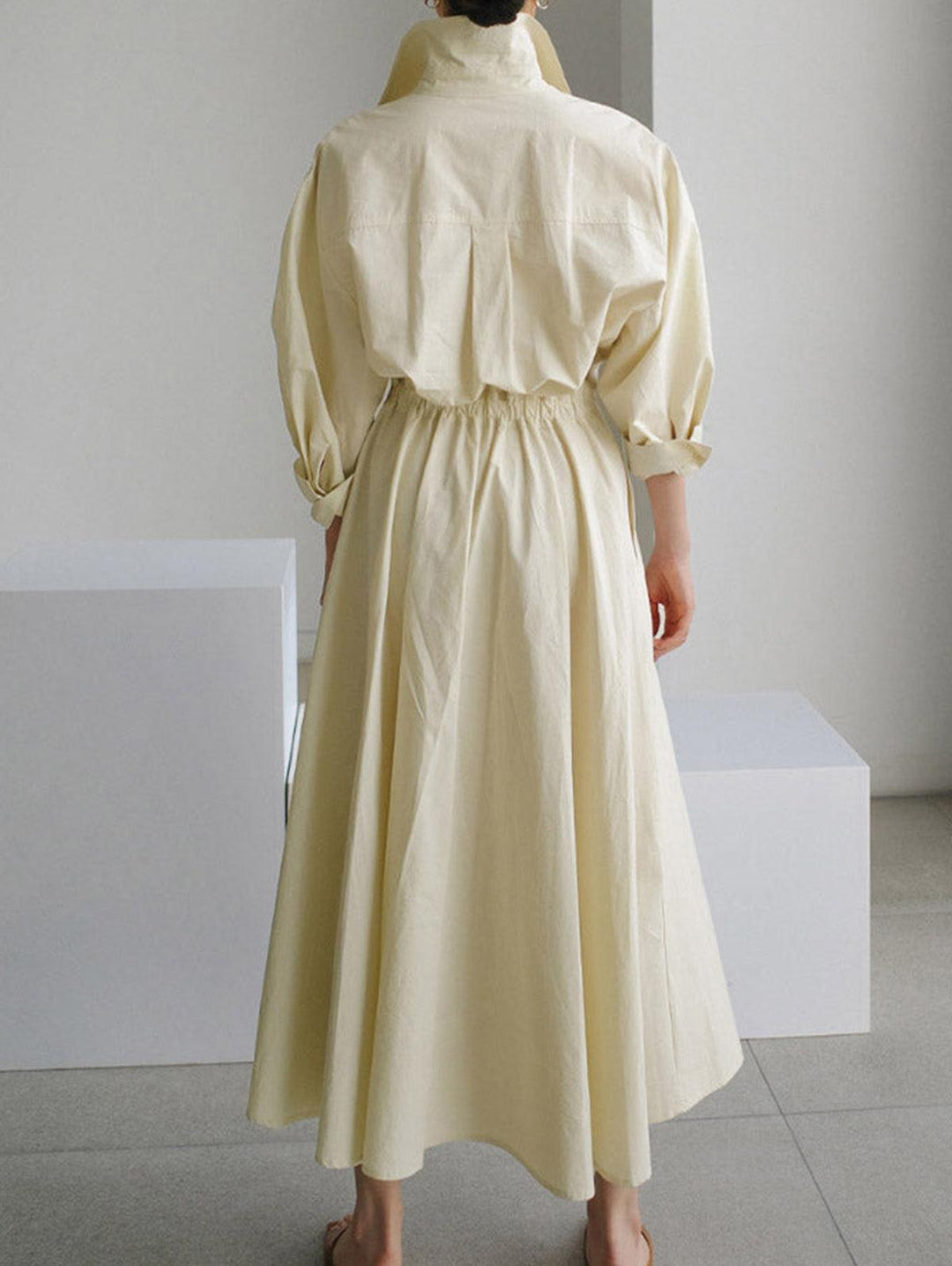 Elsie Elegant Button Lapel Midi Dress