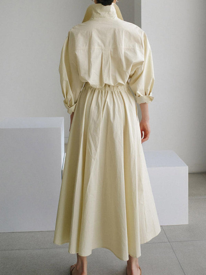 Elsie Elegant Button Lapel Midi Dress