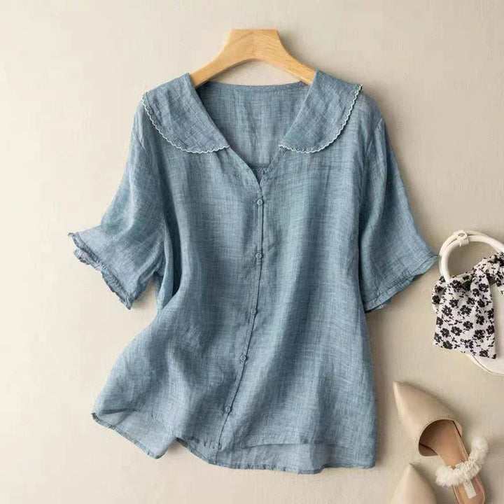 Selena Cotton Short Sleeve Blouse