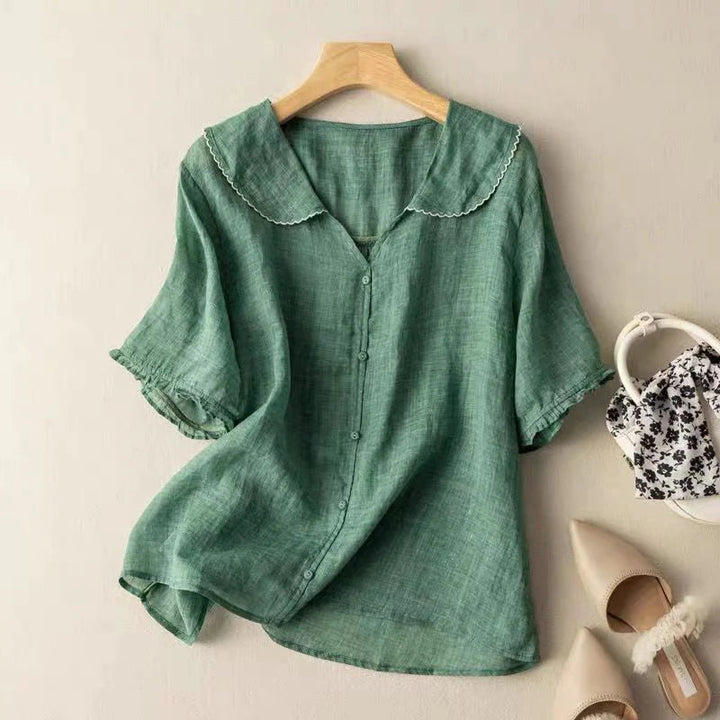 Selena Cotton Short Sleeve Blouse