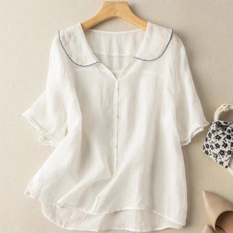 Selena Cotton Short Sleeve Blouse