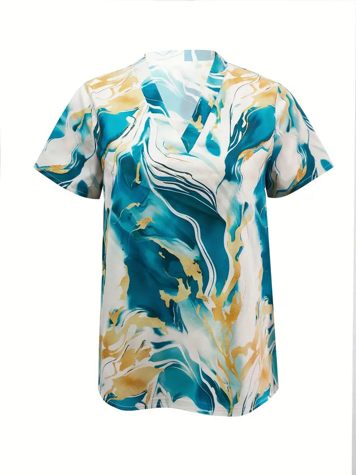 Mildred Marble Print Short Sleeve Shirt
