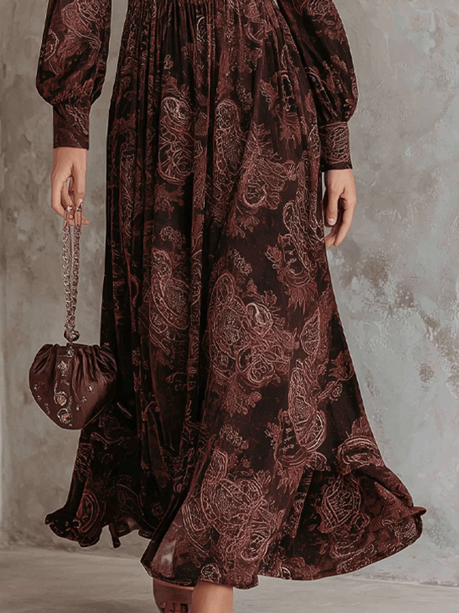 Ariane | Maxi Dress with Paisley Print and Waist Accent