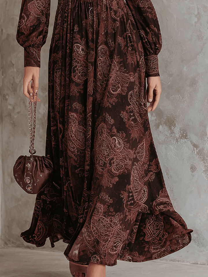 Ariane | Maxi Dress with Paisley Print and Waist Accent