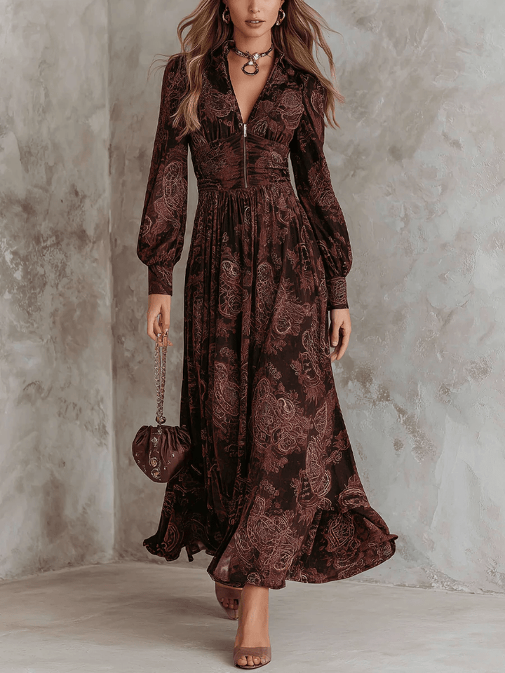 Ariane | Maxi Dress with Paisley Print and Waist Accent