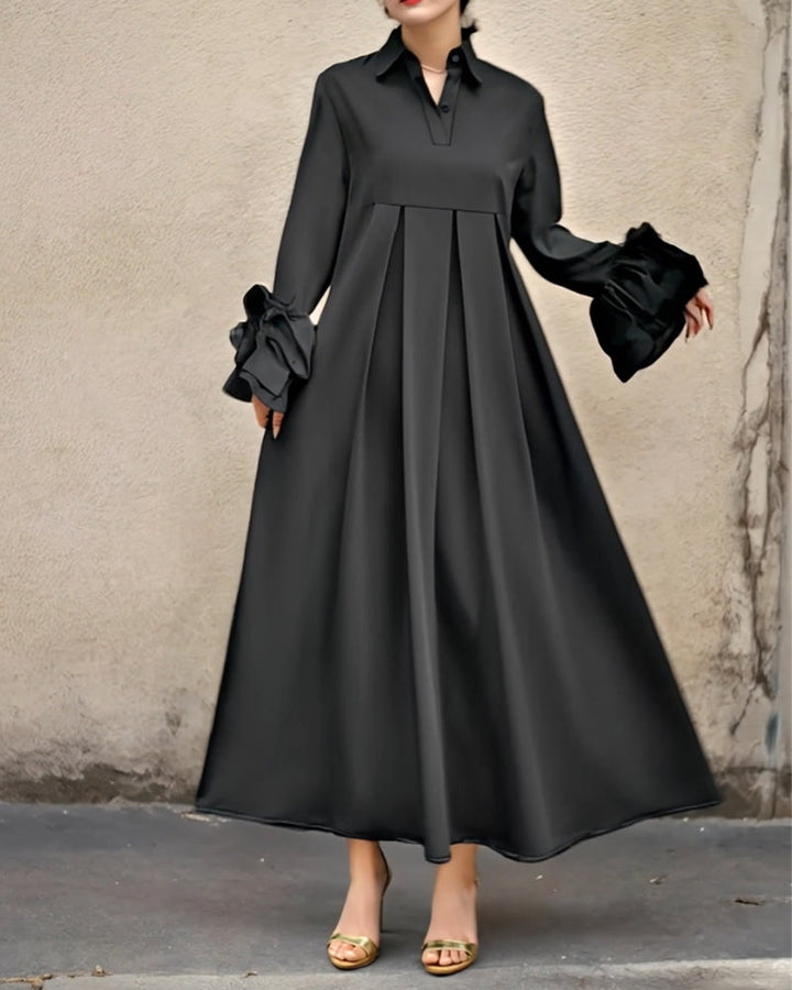 Devanna Elegant Flared Shirt Maxi Dress