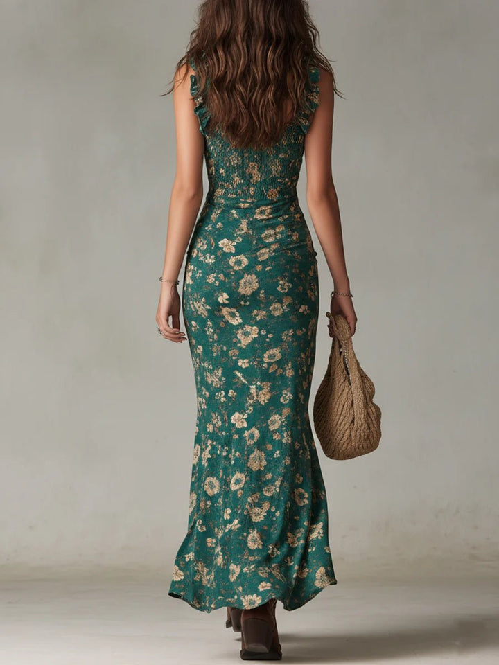 Giselle | Bohemian Printed Maxi Dress with Ruffled Sleeves