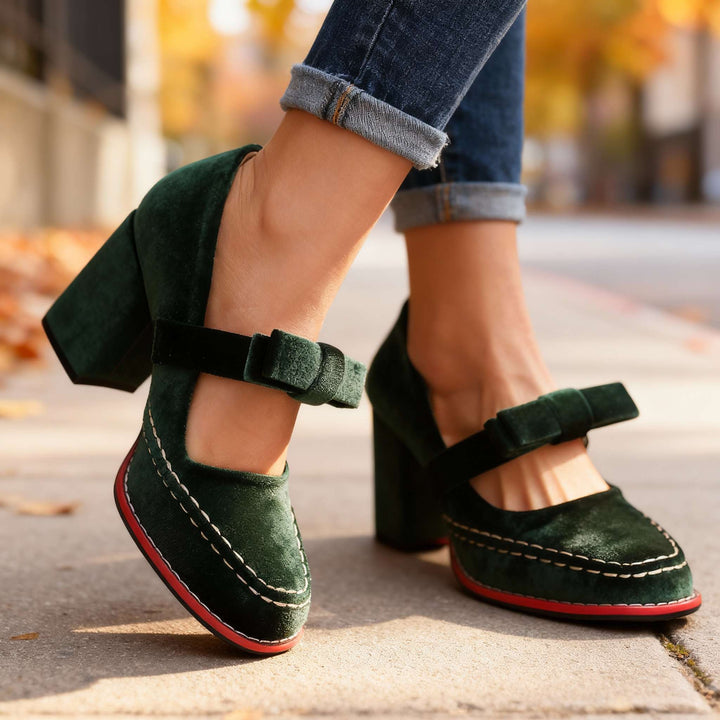 Corinna | Women's Mary Jane Block Heel Bow Pump