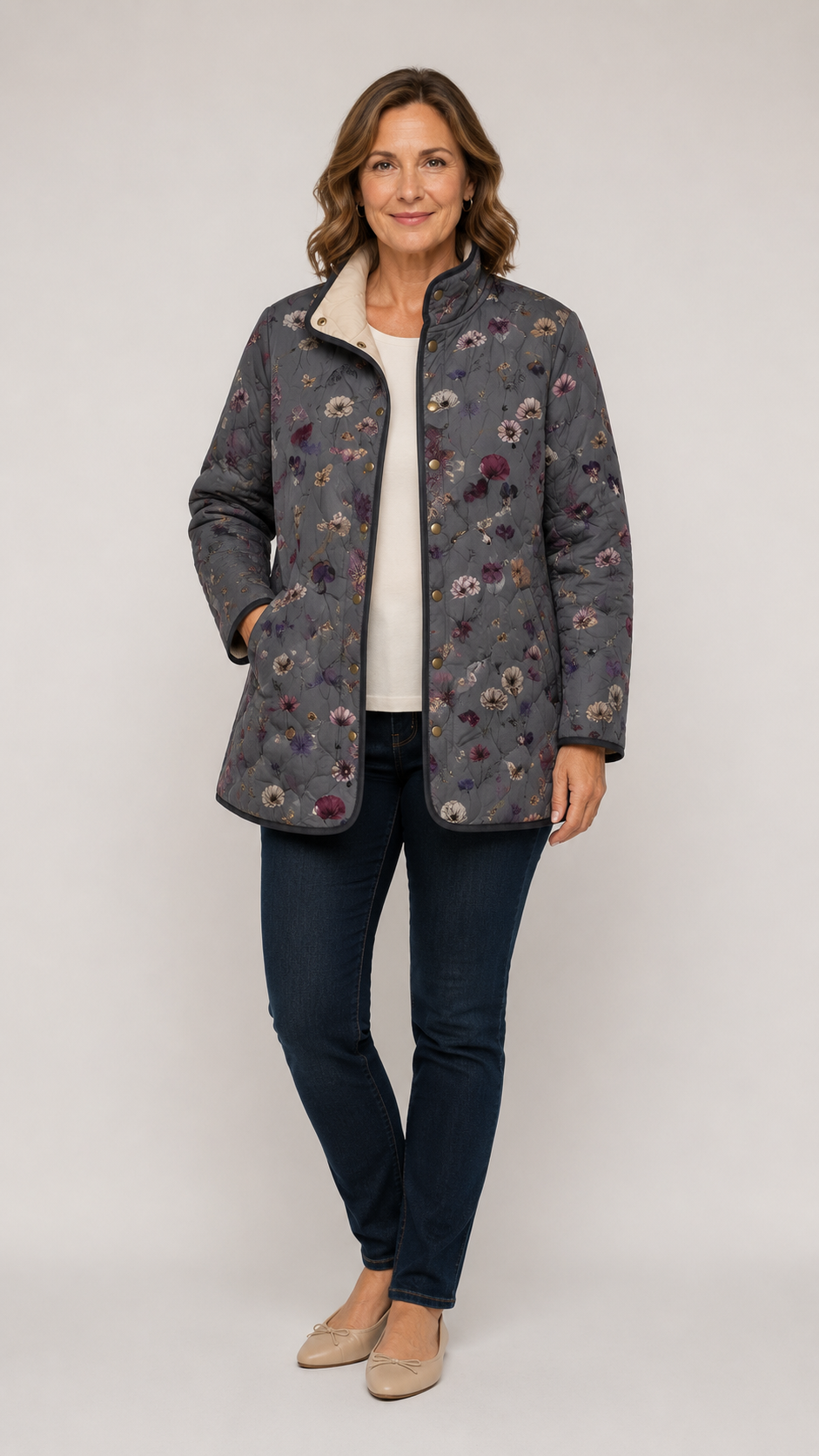 REINA | Quilted Jacket with Vintage Floral Print