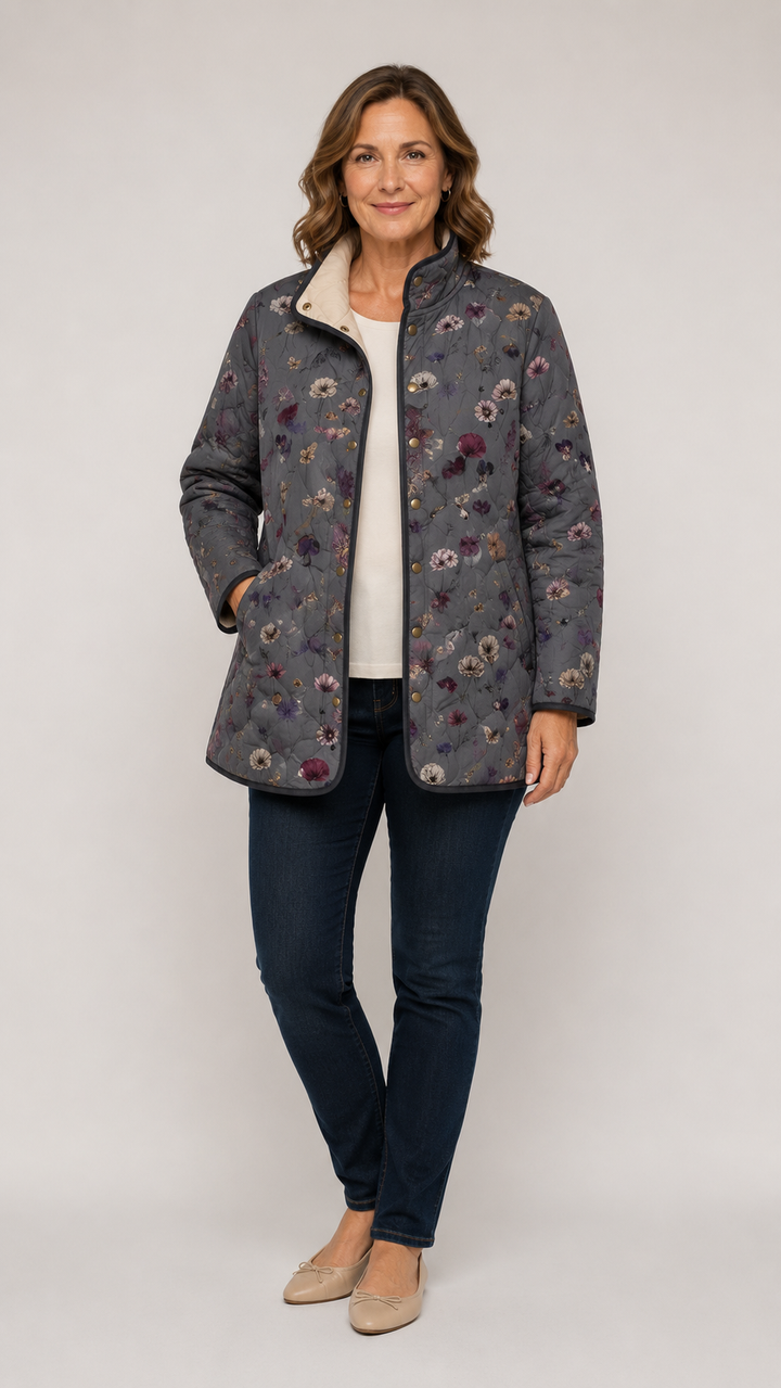 REINA | Quilted Jacket with Vintage Floral Print