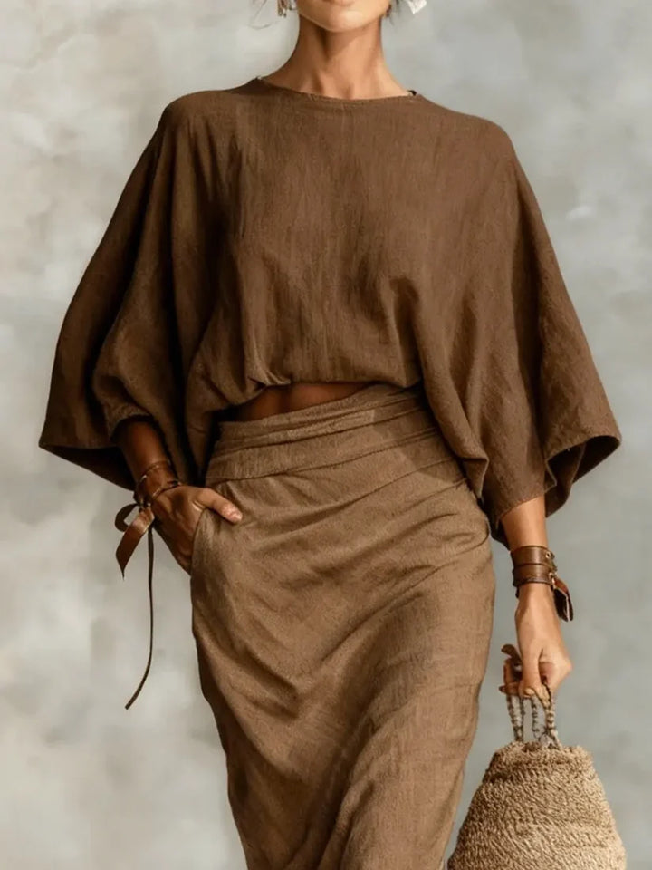 Long Bat Sleeve Skirt Two-piece Set