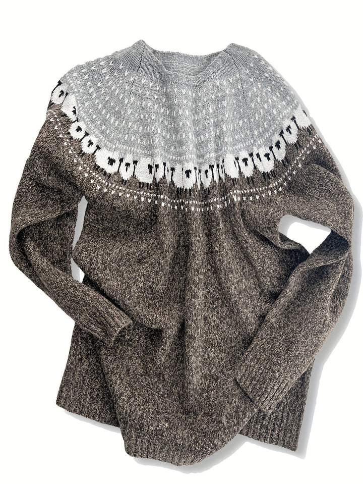 Nordic | Elegant Winter Sweater with Sheep Jacquard Pattern