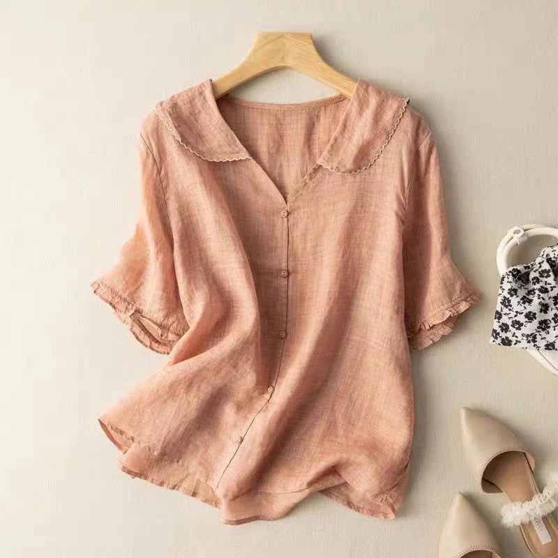 Selena Cotton Short Sleeve Blouse