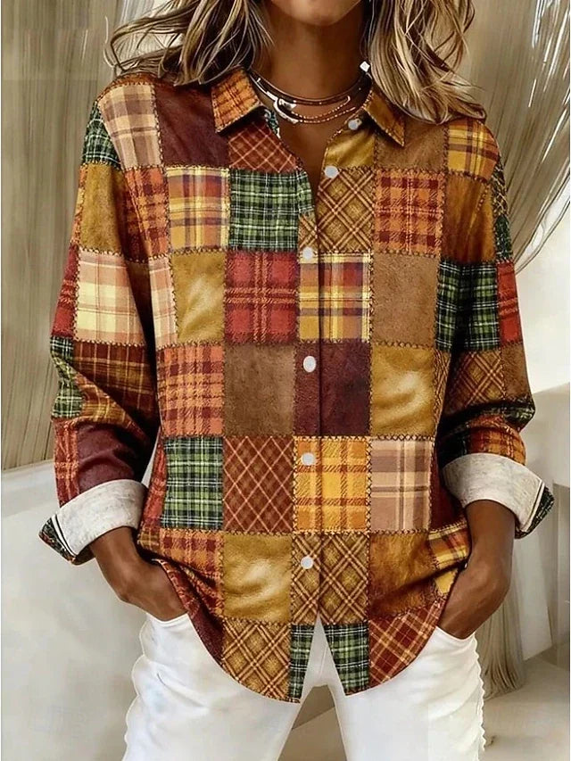 Merritt | Vintage Patchwork Button Front Blouse