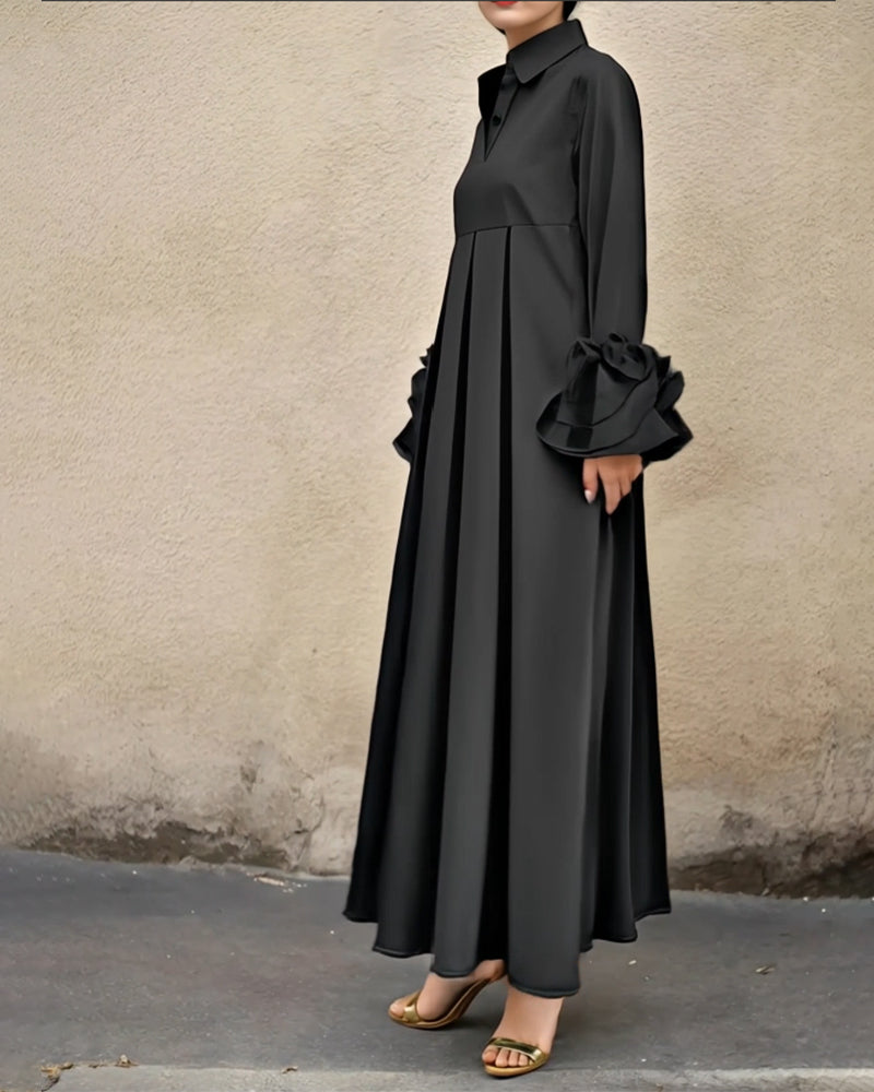 Devanna Elegant Flared Shirt Maxi Dress