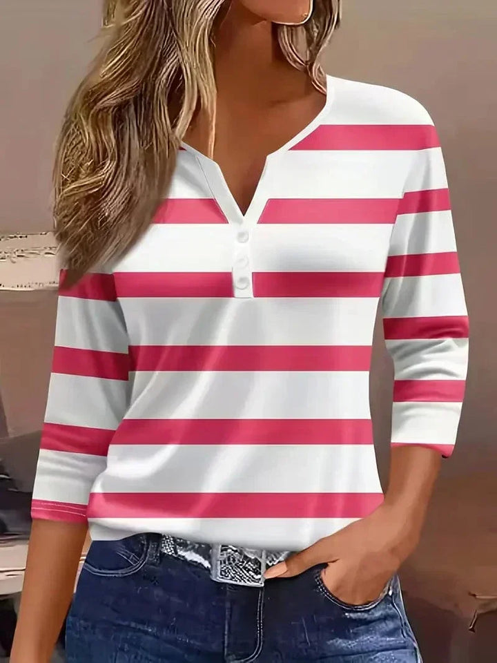 Amelia | Striped V-Neck Top